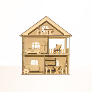 3D Wooden Doll House With Furniture Construction Kit